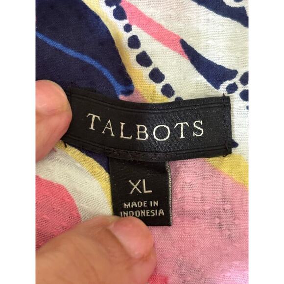 Talbots pink/green tunic, resort, vacation, travel, colorful, coastal, preppy - Picture 6 of 7